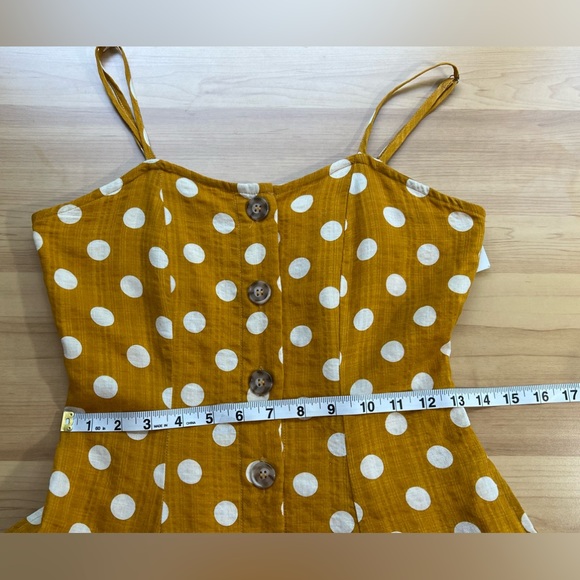 REBELLION AGAIN Mustard Yellow White
Polka Dot Print Button Midi A-Line Dress / - Picture 5 of 14